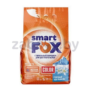 Стиральный порошок Smart Fox Color, горн. эдельвейс, 3 кг