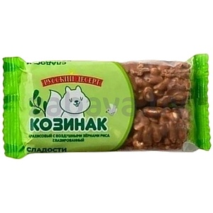 Козинак арахисовый с воздушными зёрнами риса, глаз., 45 г