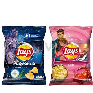 Чипсы рифленые Lay’s, краб или сметана и лук, 225 г