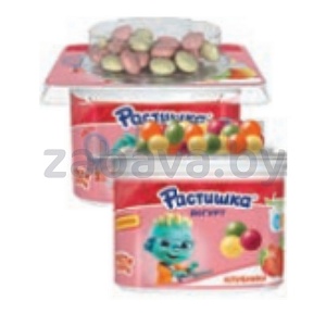 Йогурт «Растишка» «Завтрак», клубника и драже в глаз. или яблоко-груша-печенье в шок., 3%, 115/118 г