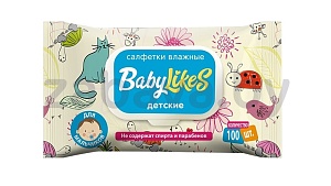 Салфетки десткие влажные Baby Likes, для мальчиков, 100 шт.