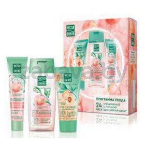 Набор подар. «Чистая Линия», мицелл. вода, крем и скраб для лица, 100+40+50 мл