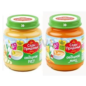 Пюре «Сады Придонья», овощной микс/рагу, 120 г