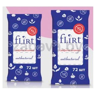 Салфетки влажные Flirt, антибактериальные, 72 шт.
