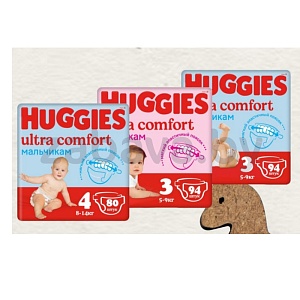 Подгузники Huggies Ultra Comfort Giga, 94/80/64 шт., р. 3-5