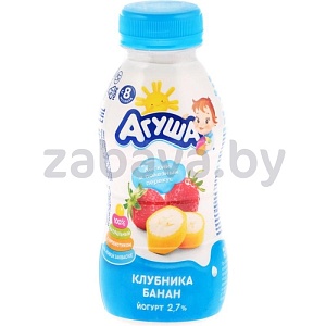 Йогурт «Агуша», клубника-банан, 2,7%, 180 г