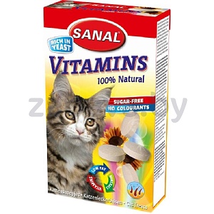 Витамины для кошек Sanal Vitamins, таблетки, 50 г