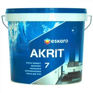 Краска моющая шелковатоматовая для стен Eskaro Akrit 7, 2,85 л