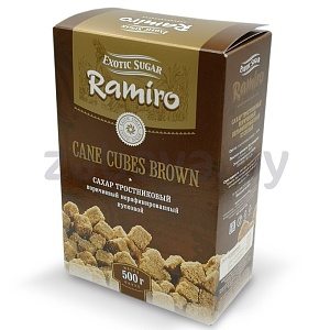 Сахар тростник. Ramiro, коричн., нераф., кусков., 500 г