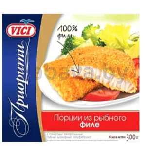 Порции из рыбн. филе Vici «Приорити», в панировке, зам., 300 г
