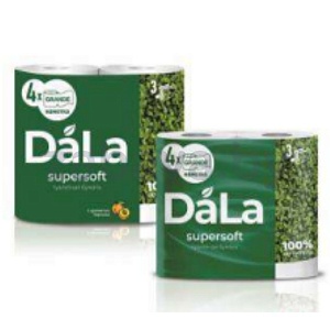 Бумага туалетная Dala, 3 сл., 4 рул., двойн. намот.