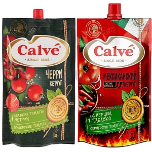 Кетчуп Calve, мексиканск. жгуч. перец табаско или черри, 350 г