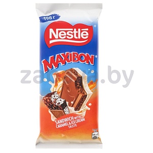Шоколад молочный Nestle Maxibon, карамель-мороженое, 198 г