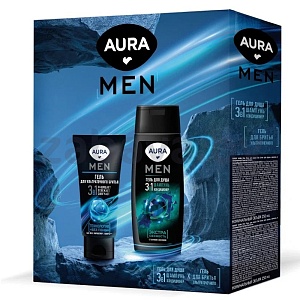 Набор подарочный Aura Men, гель д/душа и гель д/бритья, 250+150 мл