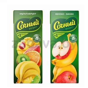 Нектар «Сочный фрукт», мультифрукт/яблоко-банан, 200 мл