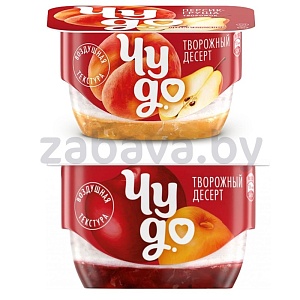 Десерт творожный «Чудо», персик-груша или вишня-черешня, 100 г