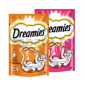 Лакомство для кошек Dreamies, говядина/курица, 30 г