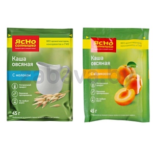 Каша овсяная «Ясно солнышко», с молок. или с абрикос., 45 г