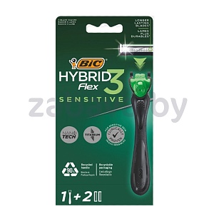 Бритва мужская Bic Hybrid Flex 3, гибрид, 1 бритва + 2 кассеты