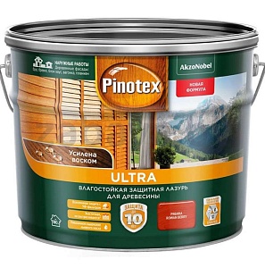 Пропитка для дерева Pinotex Ultra, полуглянцевая, 9 л, цвет: рябина