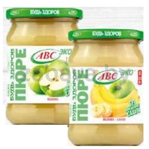 Пюре ABC, 450 г, яблоко или яблоко-банан