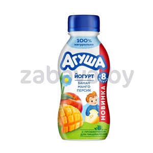 Йогурт «Агуша», банан-манго-персик, 2,7%, 180 г