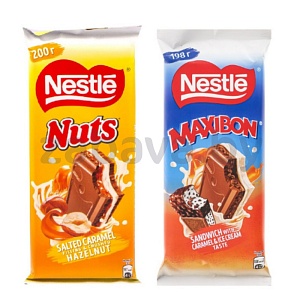 Шоколад молочный Nestle Nuts/Maxibon, 200/198 г