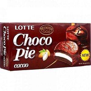Печенье Lotte Choco Pie, с какао, глазир., 168 г