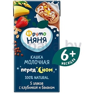 Каша молочн. «ФрутоНяня», детск., 200 г, 5 злаков, клубника-банан или рисов., в ассорт.