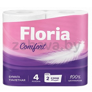 Бумага туалетная Floria, comfort, 2 сл., 4 рул.