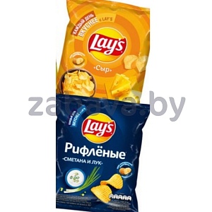 Чипсы Lay's, рифл., сме­та­на и лук или сыр, 70 г