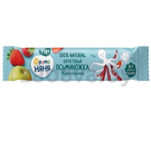Фруктовые кусочки «Фруто Няня» «Осьминожка», яблоко-клубника, 16 г