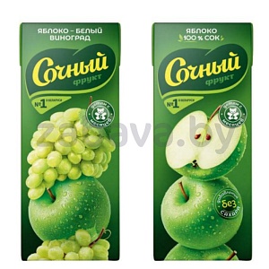Нектар/сок «Сочный фрукт», яблоко-виноград/яблоко, 200 мл
