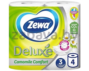Туалетная бумага Zewa Deluxe, 3 слоя, 4 рулона