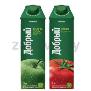 Сок «Добрый», яблочный или томатный, 1 л