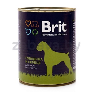 Brit Премиум консервы, для взрослых собак, 850 г, с говядиной и сердцем