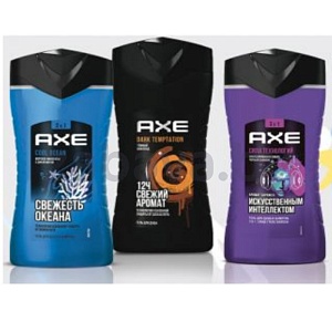 Гель-душ и шампунь 2в1 Axe, 250 мл, в ассорт.