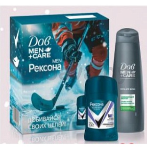 Набор подар. «Рексона Men» + «Дав Men», гель д/душа + дез.-каранд., 250+50 мл