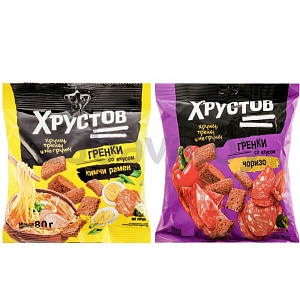 Гренки «Хрустов», 80 г, кимчи рамен/чоризо