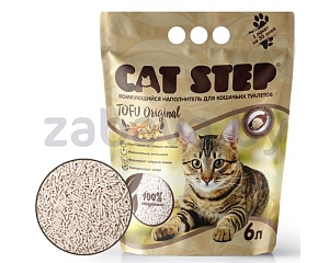 Наполнитель соевый комкующийся Cat Step Tofu Original без запаха, 6 л