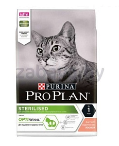 Корм Purina Pro Plan OptiRenal для взрослых кошек после стерилизации/кастрации с высоким содержанием лосося, 10 кг
