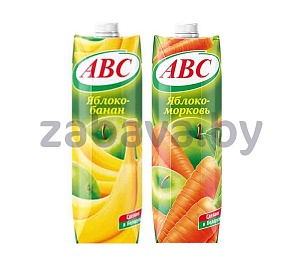Нектар ABC, 1 л, яблоко-банан или яблоко-морковь