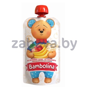 Пюре фруктовое Bambolina, из яблок или яблок и банана, 180 г